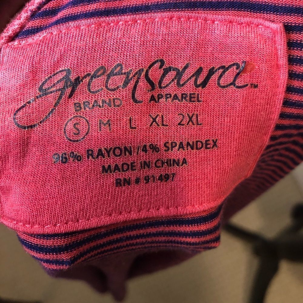 Green Source long sleeve pink blue stripe shirt - Picture 8 of 9